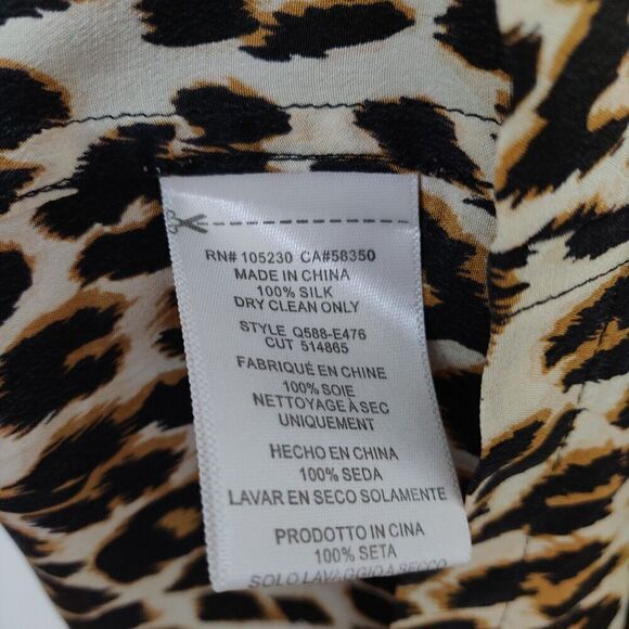 Equipment Aubrey Leopard Print 100% Silk Shift Dress Size Small Pockets Keyhole - Picture 9 of 9